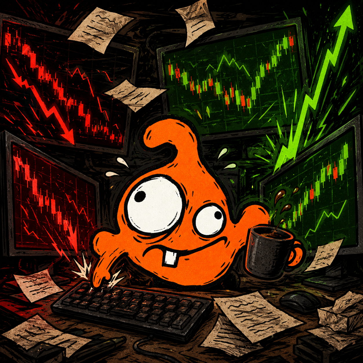 Nubb reacting to green and red trading charts